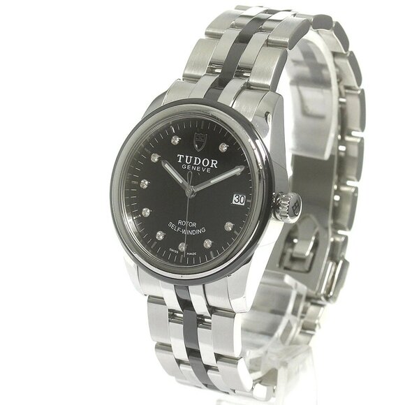 TUDOR Grammar Date 55010 10P diamond Black Dial Automatic Men's Watch_837695 - Picture 11 of 11